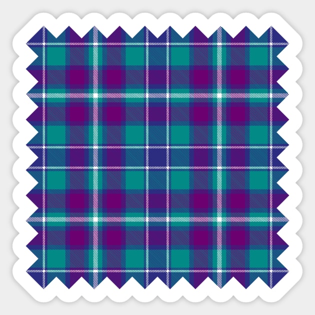 Sea Green, Purple and Blue Tartan Sticker by sifis